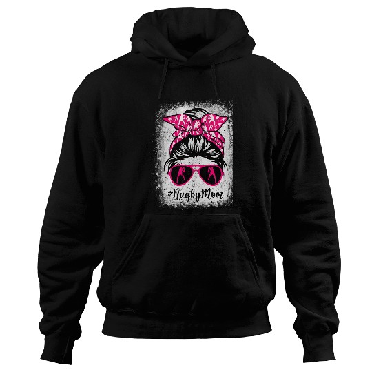 Sport Rugby Mom Leopard Messy Bun Sport Lover Mothers Day 1 Hoodies