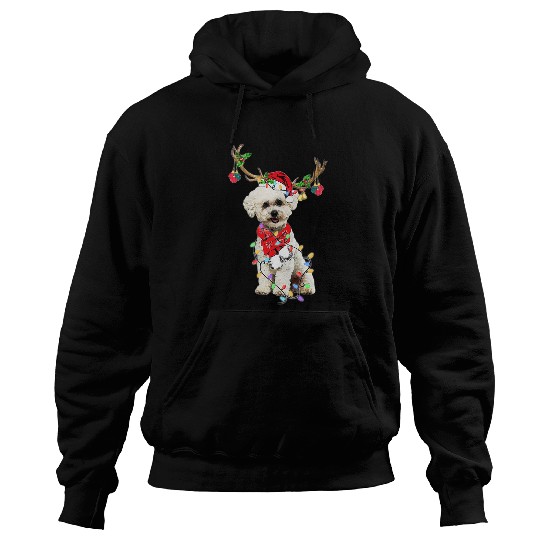 Bichon Pet Frise Funny Bichon Frise Reindeer Christmas Dogs Christmas Light Hoodies