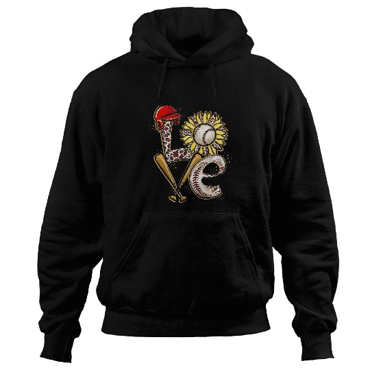Sport Baseball Love Baseball Leopard Bat Ball Sunflower Sport Lover Hoodies