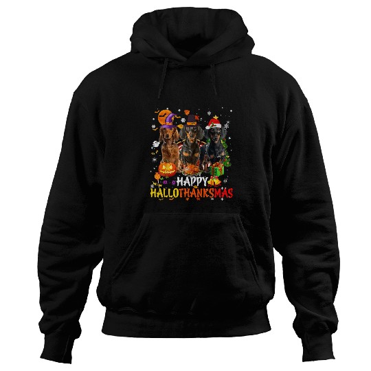 Dachshund Pet Happy Hallothanksmas Dachshund Halloween Thanksgiving xmass 43 Hoodies