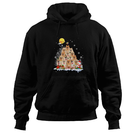 Pomeranian Pet Matching Santa Christmas Tree 316 Hoodies