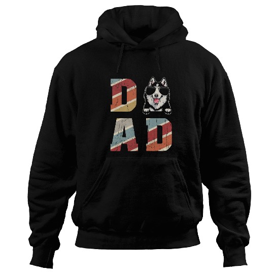 Husky Pet Dad Cool for Dog Dad Retro Vintage Hoodies