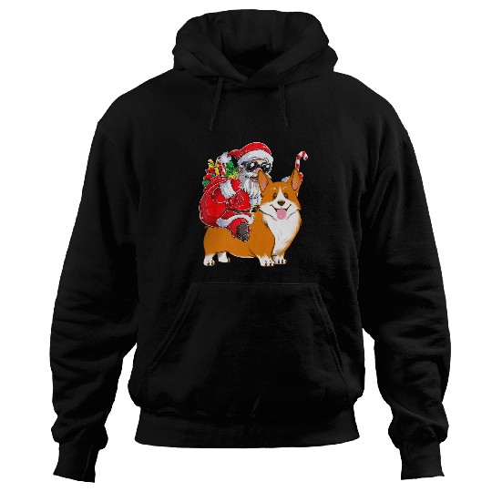 Corgi Pet Dog Cute Santa Claus Riding Corgi Lovers Owners xmass Holiday 38 Hoodies