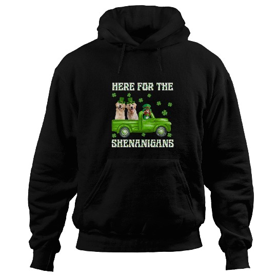 Golden Retriever Pet Here For The Shenanigans Golden Retriever St Patricks Day Hoodies