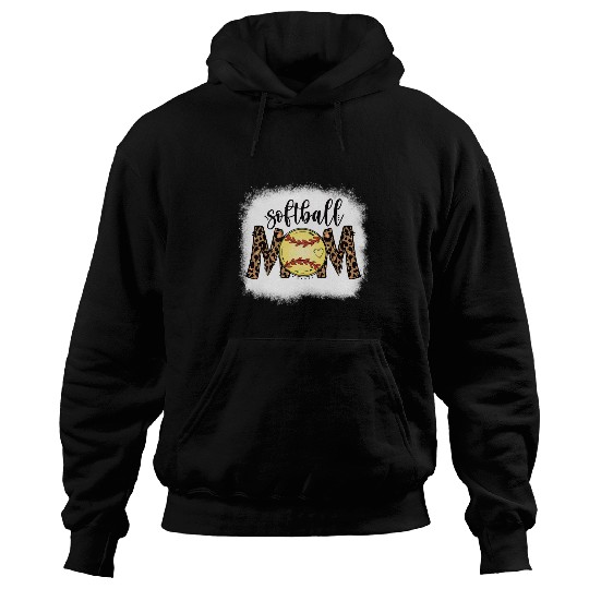 Softball Gift Mom Leopard Bleached Womens Mothers Day 34 Hoodies