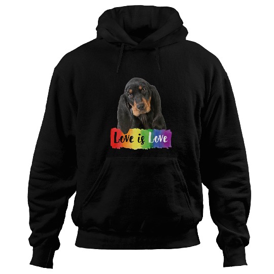 Coonhound Pet Love is Love Rainbow Dog Black and Tan Hoodies
