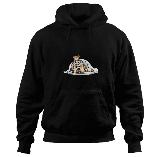 Labradoodle Pet Dog With Stuffed Animal Sleeping Napping Hoodies