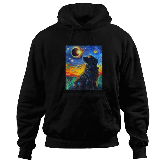 Newfoundland Pet Total Solar Eclipse Newfoundland Dog 3 Hoodies