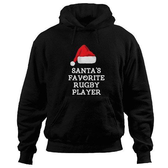 Sport Rugby Santas Favorite Rugby Player Christmas Funny Hat Hoodies