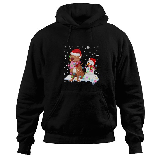 Pitbull Pet Santa Claus Pitbull Dog Snowman xmass Tree Lights Christmas 265 Hoodies