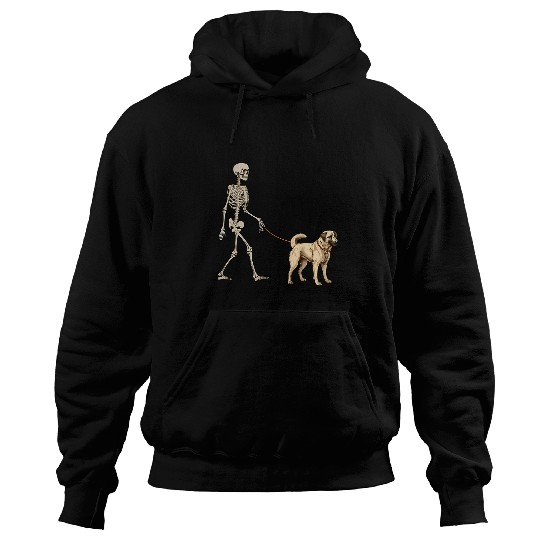 Anatolian Shepherd Pet Funny Anatolian Shepherd Skeletons Dog Walking Halloween Hoodies