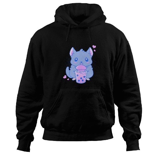 Chinchilla Mammal Cute Kawaii Chinchilla Drinking Bubble Tea Boba Tea Hoodies