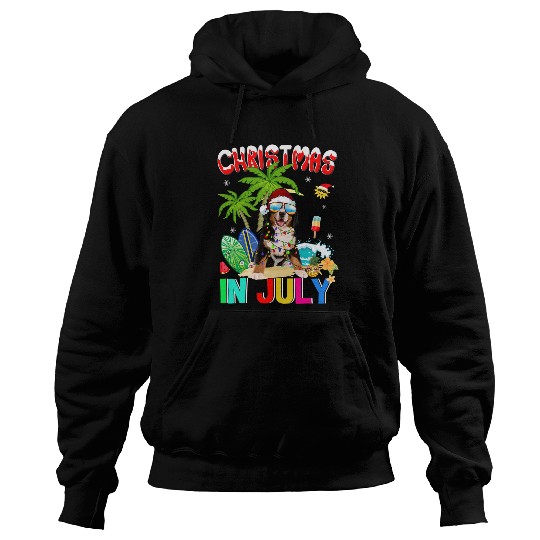 Bernese Mountain Pet in Santa Hat Sunglasses Christmas In July Hoodies