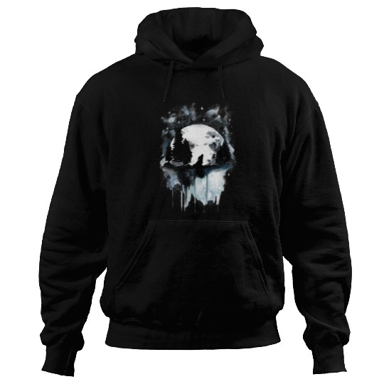Coyote Mammal at full moon 2Gothic nature forest Hoodies