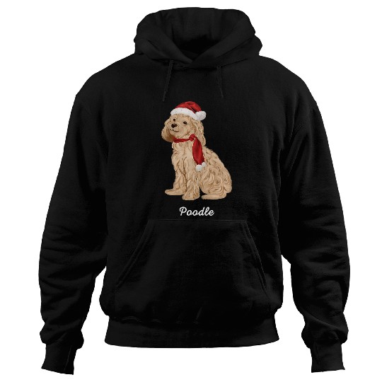 Poodle Pet Toy Poodle Dog Christmas Santa Hat Cute Illustration Hoodies