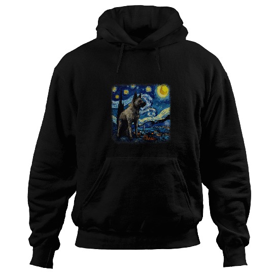 Elkhound Pet Dog in starry night van gogh Norwegian Hoodies