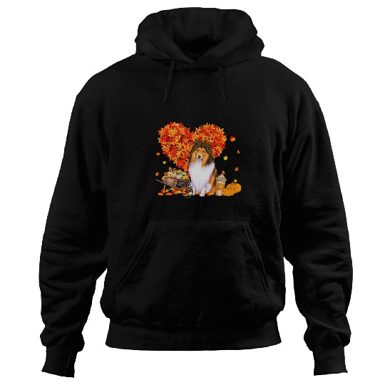 Shetland Pet Autumn Tree Fall Leaves Pumpkin Dog Lover 24 Hoodies