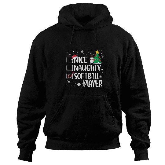 Softball Gift Naughty Or Nice Softball Player Funny Christmas Pajama 11 Hoodies