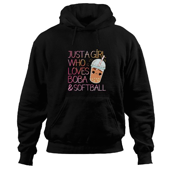 Sport Softball Just a Girl Who Loves Boba And Softball Milk Tea Lovers Hoodies