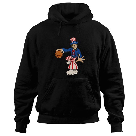 Sport Basketball Abraham Lincoln Playing Basketball Funny 4th of July Hoodies