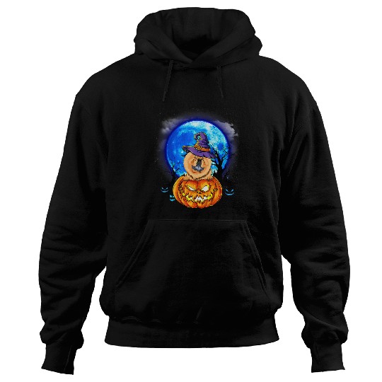 Chow Chow Pet Witch Hat Pumpkin Scary Halloween Dog Lovers Hoodies