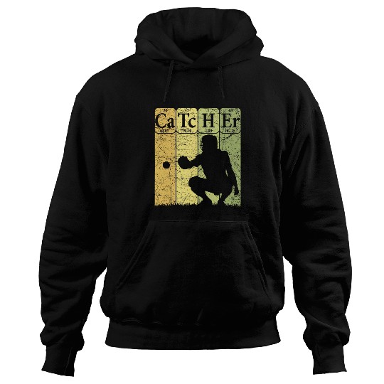 Sport Baseball Periodic Table Elements Nerd Baseball Catcher Retro 2 Hoodies