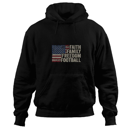 Sport American Football Faith Family Freedom Football Vintage American Flag Player Hoodies