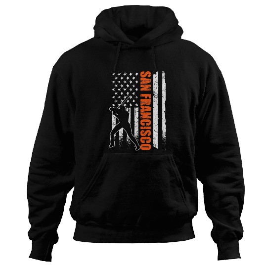 Sport Baseball San Francisco Baseball Flag USA Vintage Patriotic Hoodies