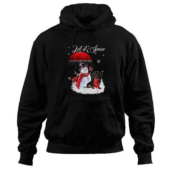 Dachshund Pet Let It Snow xmass Cute Dachshund And Snowman Christmas 39 Hoodies