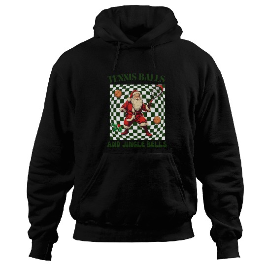 Sport Tennis Tennis Balls and Jingle Bells. Santas Christmas Game Hoodies