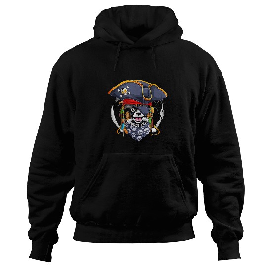 Papillon Pet dog in pirate hat with two swords halloween 3 Hoodies