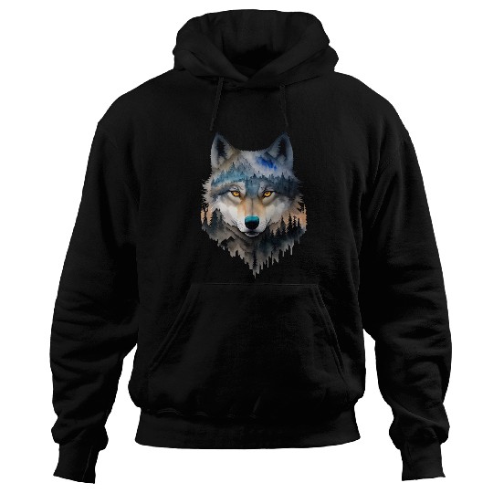 Coyote Mammal Forest Landscape Animal Face Art Animal Lover wolfs 6 Hoodies