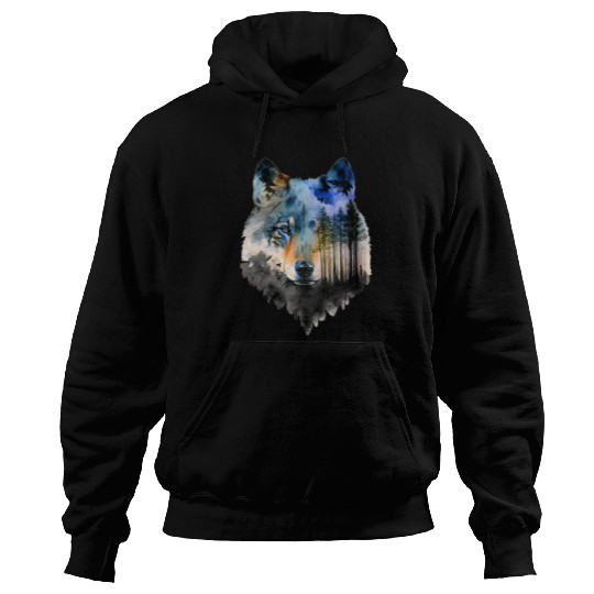 Coyote Mammal Forest Landscape Animal Face Art Animal Lover Hoodies