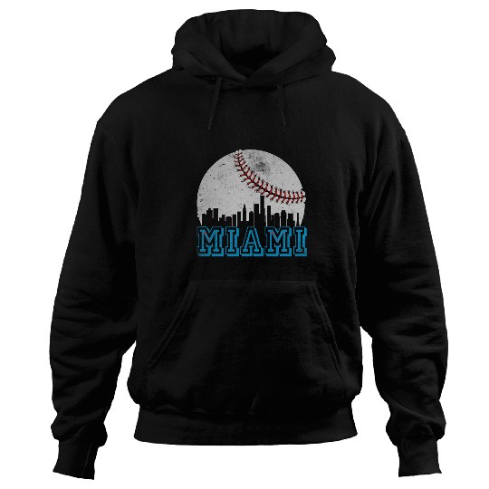 Sport Baseball Miami Baseball Skyline Miami Florida Cityscape Retro Hoodies