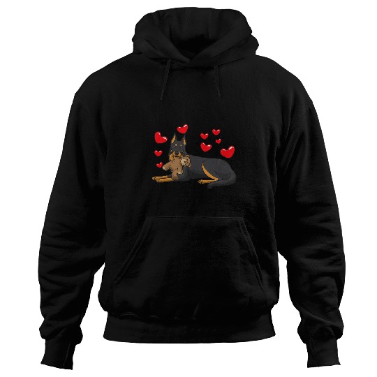 Beauceron Pet With Stuffed Animal And Hearts Hoodies