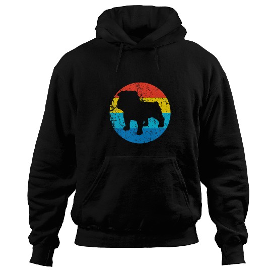 English Bulldog Pet Breed Silhouette Retro 1970s Circle 1 Hoodies