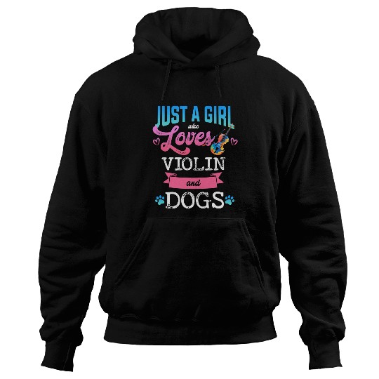 Funny Violin Just A Girl Who Loves Violin And Dogs Orchestra String Music Hoodies