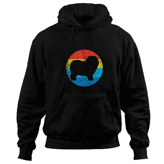 English Sheepdog Pet Dog Breed Silhouette Retro 1970s Hoodies