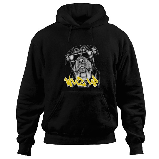 Rottweiler Pet West coast rappers HIP HOP WUZ UP fashion Hoodies