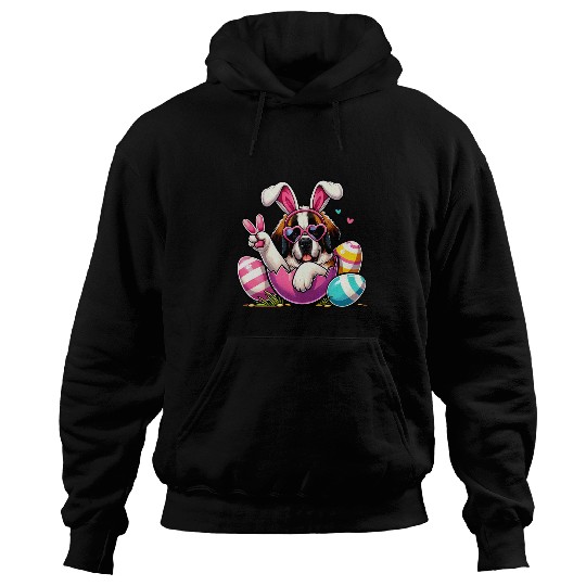 Peace Sign Hand Saint Bernard Dog Kids Mens Womens Easter 1 Hoodies