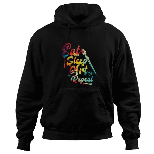 Eat SleepArt Repeat Funny Artist Creative Paint Splatter Hoodies
