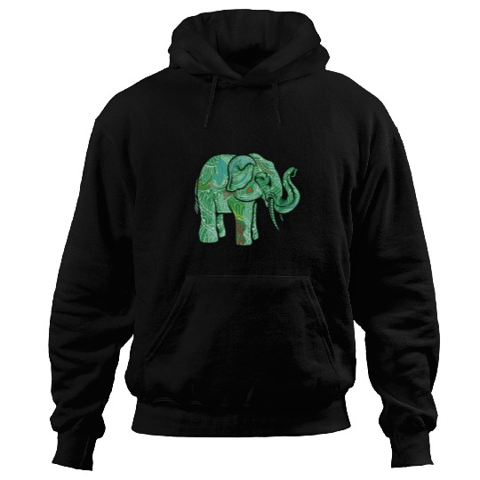 Elephant Mammal animal motif colourful animal print art Hoodies
