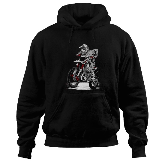 Skeletons Riding Dirt Bike Lazy Halloween Costume Motorcycle Hoodies