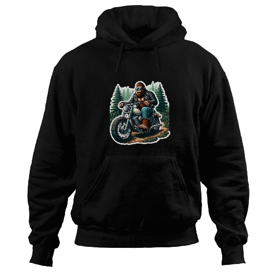 Funny bigfoots Sasquatch Riding Motorcycle Bike Biker Hoodies