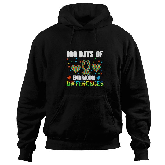 Autism Puzzle 100 Days of Embracing Differences 100 Days Of School Hoodies