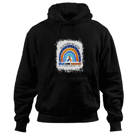 ADHD Ribbon In October We Wear Blue And Orange ADHD Awareness Month Hoodies