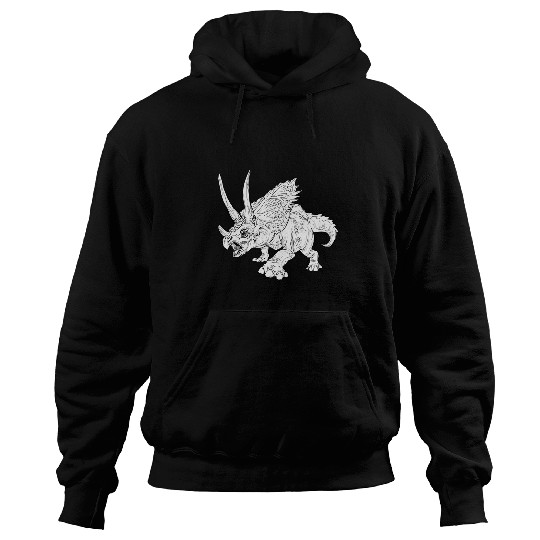 Dinosaur Pet Granite pencil like triceratops dinosaur drawing outlined Hoodies