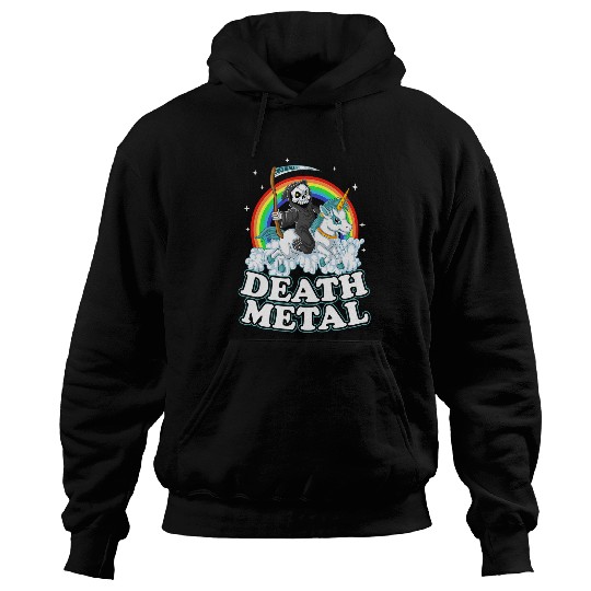 Unicorn Pet Grim Reaper Riding Unicorn Death Metal Pastel Goth Hoodies