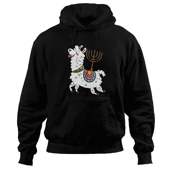 Llama Pet Chanukah Menorah Hanukkah Israel Jew Jewish Pride Hoodies