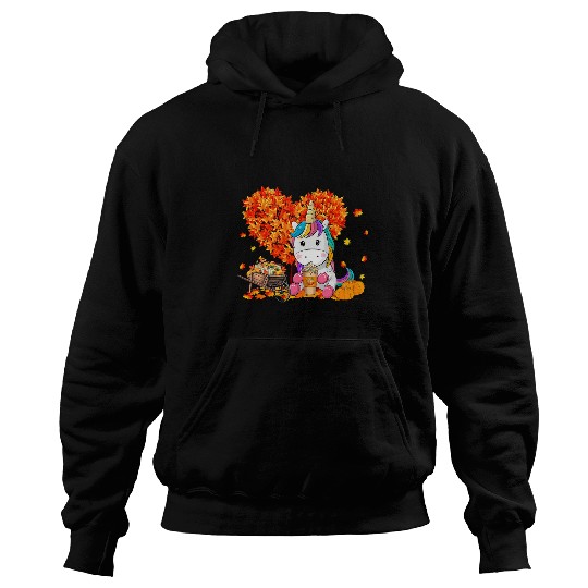 Unicorn Pet Autumn Tree Fall Leaves Unicorn Lover Thanksgiving 80 Hoodies